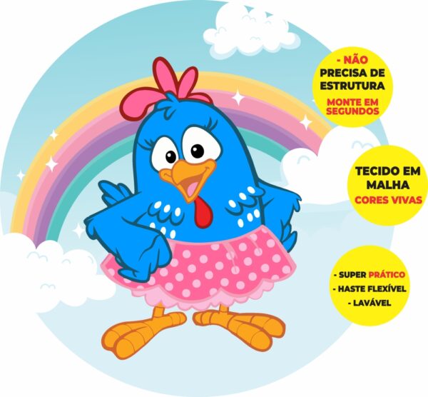 Painel Redondo 3D Galinha Pintadinha Abre Fácil Tecido