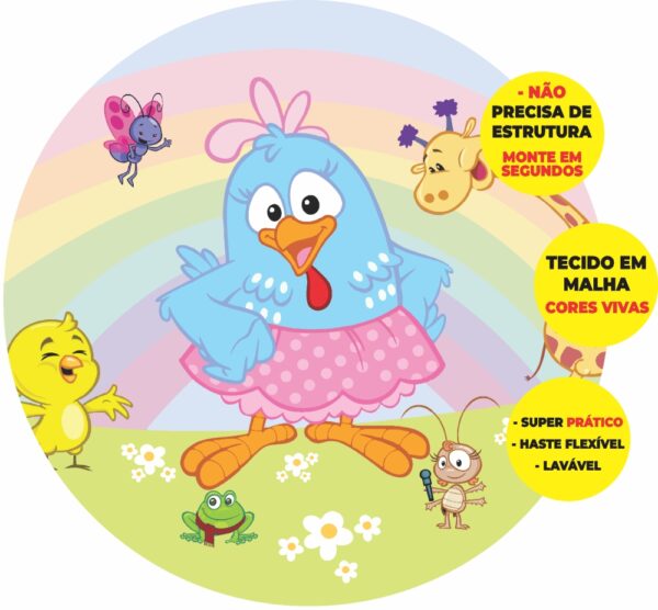 Painel Redondo 3D Galinha Pintadinha Abre Fácil Tecido
