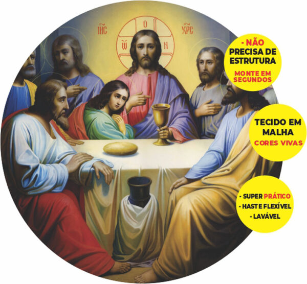 Painel Redondo 3D Religioso Abre Fácil Tecido