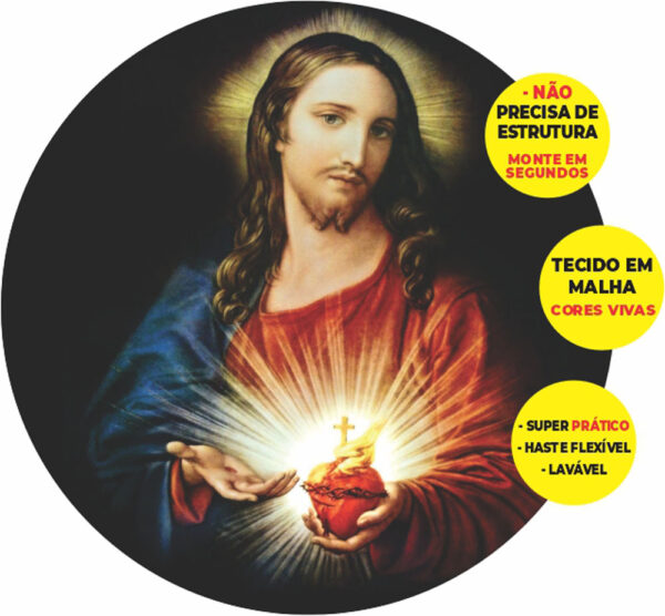 Painel Redondo 3D Religioso Jesus Abre Fácil Tecido