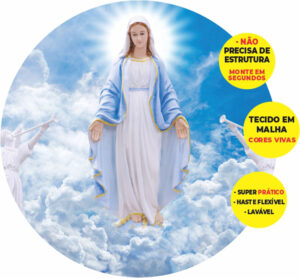 Painel Redondo 3D Religioso Maria Abre Fácil Tecido