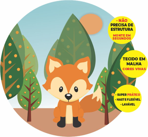 Painel Redondo 3D Rapozinha Abre Fácil Tecido