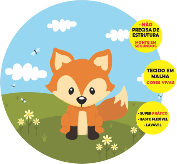 Painel Redondo 3D Rapozinha Abre Fácil Tecido
