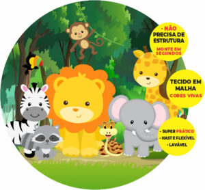Painel Redondo 3D Safari Abre Fácil Tecido