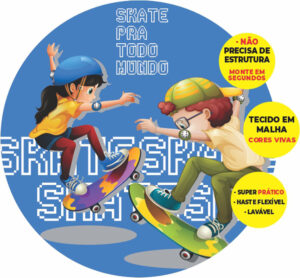 Painel Redondo 3D Skate Abre Fácil Tecido