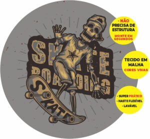 Painel Redondo 3D Skate Abre Fácil Tecido