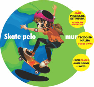 Painel Redondo 3D Skate Abre Fácil Tecido
