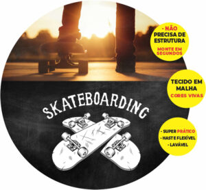 Painel Redondo 3D Skate Abre Fácil Tecido