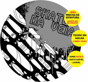 Painel Redondo 3D Skate Abre Fácil Tecido