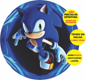 Painel Redondo 3D Sonic Abre Fácil Tecido