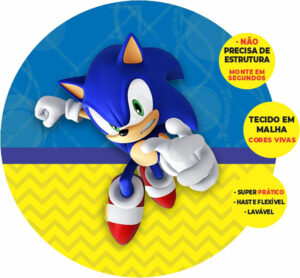 Painel Redondo 3D Sonic Abre Fácil Tecido