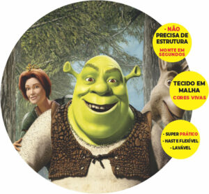 Painel Redondo 3D Shrek Abre Fácil Tecido