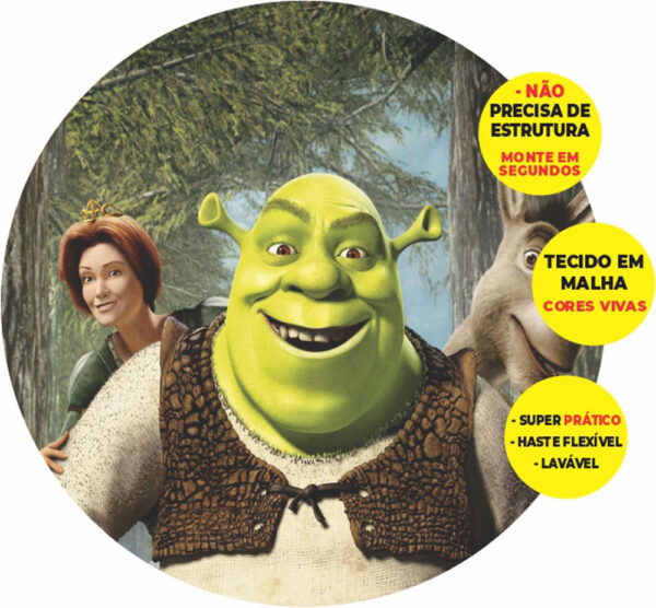 Painel Redondo 3D Shrek Abre Fácil Tecido