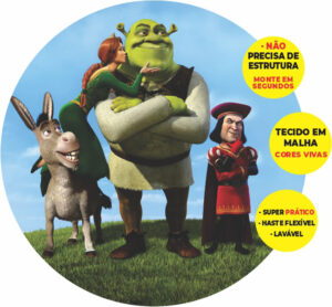 Painel Redondo 3D Shrek Abre Fácil Tecido