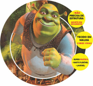Painel Redondo 3D Shrek Abre Fácil Tecido
