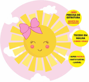 Painel Redondo 3D Sol Cute Abre Fácil Tecido