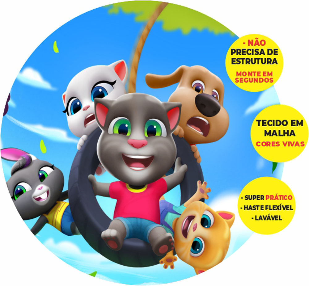 Painel Redondo 3D Tom e Seus Amigos Abre Fácil Tecido
