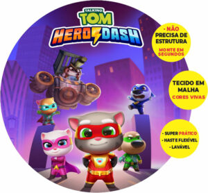 Painel Redondo 3D Tom e Seus Amigos Abre Fácil Tecido