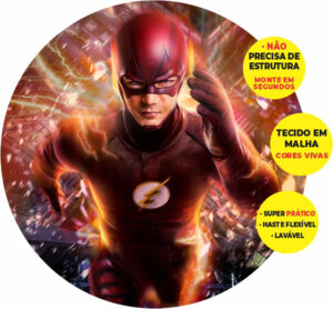 Painel Redondo 3D The Flash Abre Fácil Tecido