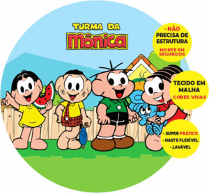 Painel Redondo 3D Turma da Mônica Abre Fácil Tecido