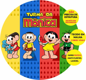Painel Redondo 3D Turma da Mônica Abre Fácil Tecido