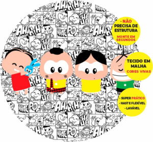 Painel Redondo 3D Turma da Mônica Abre Fácil Tecido