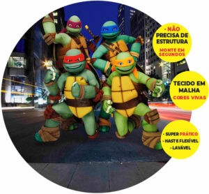 Painel Redondo 3D Tartarugas Ninjas Abre Fácil Tecido