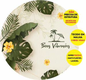 Painel Redondo 3D Tropical Abre Fácil Tecido