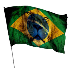 Bandeira Brasil Leão de Judá Em Tecido Oxford