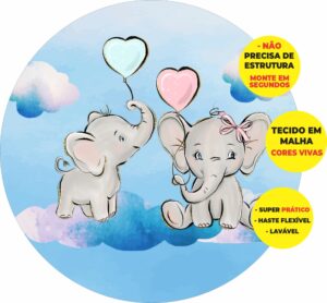 Painel Redondo 3D Chá Revelação Abre Fácil Tecido
