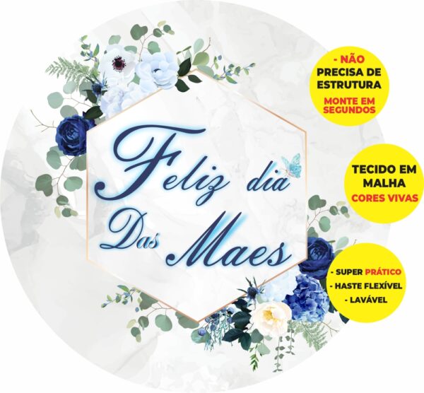 Painel Redondo 3D Dia Das Mães Abre Fácil Tecido