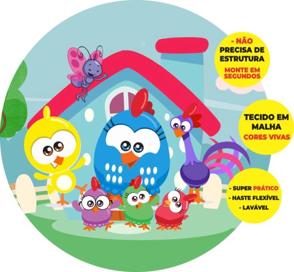 Painel Redondo 3D Galinha Pintadinha Mini Abre Fácil Tecido