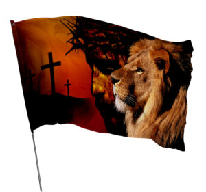 Bandeira Jesus e Leão de Judá Em Tecido Oxford