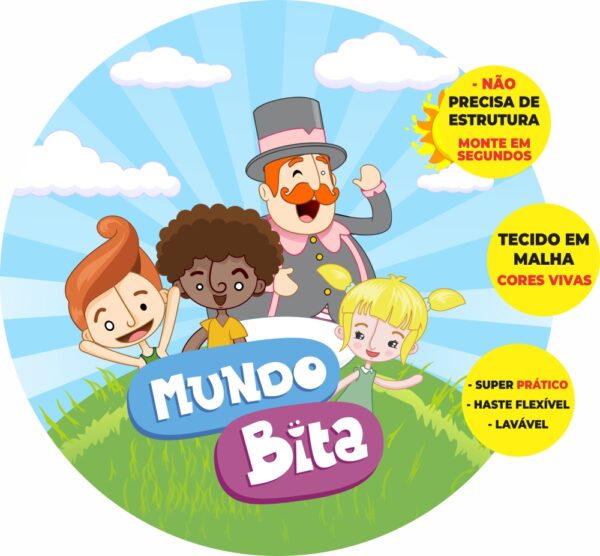 Painel Redondo 3D Mundo Bita Abre Fácil Tecido