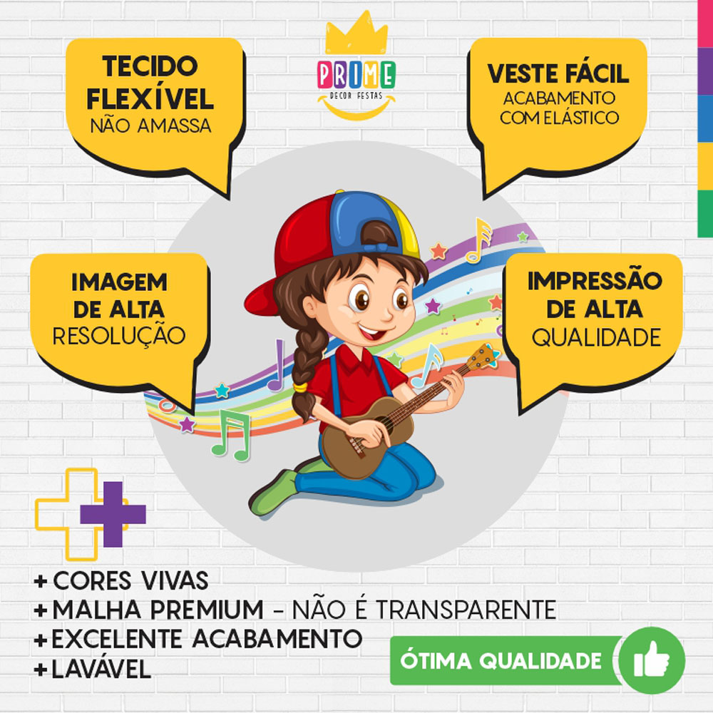 Painel Redondo 3D Musica Tecido Sublimado - Imagem 4