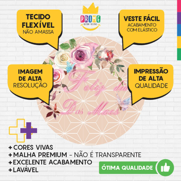 Painel Redondo 3D Dia das Mães Tecido Sublimado - Image 3
