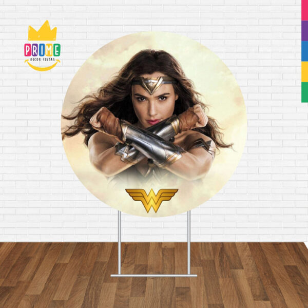 Painel Redondo 3D Mulher Maravilha Tecido Sublimado - Image 2