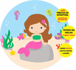Painel Redondo 3D Sereia Abre Fácil Tecido