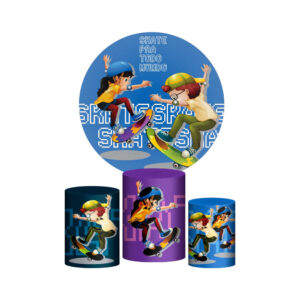 Trio Capa Cilindro + Painel Redondo 3D Skate 1,50m Veste Fácil