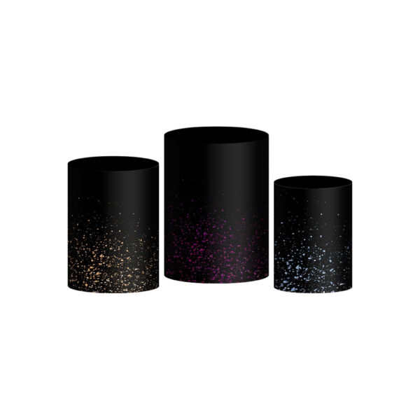 Trio Capa Cilindro Glitter 3D Em Tecido Com Elástico