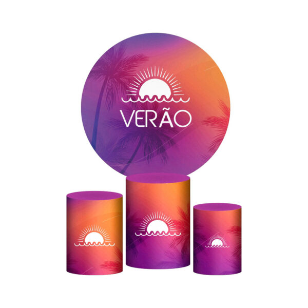 Trio Capa Cilindro + Painel Redondo 3D Tardezinha 1,50m Veste Fácil