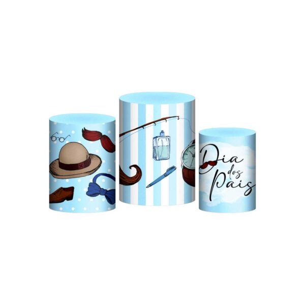 Trio Capa Cilindro Dia dos Pais 3D Em Tecido Com Elástico