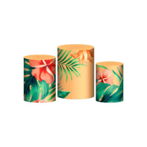 Trio Capa Cilindro Tropical 3D Em Tecido Com Elástico