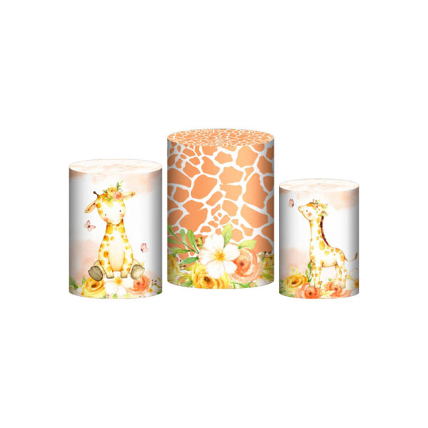 Trio Capa Cilindro Girafa Cute 3D Em Tecido Com Elástico