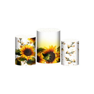 Trio Capa Cilindro Girassol 3D Em Tecido Com Elástico