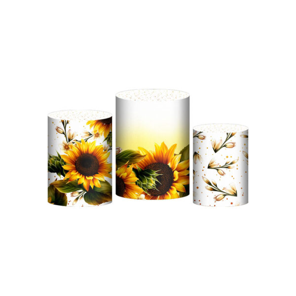 Trio Capa Cilindro Girassol 3D Em Tecido Com Elástico