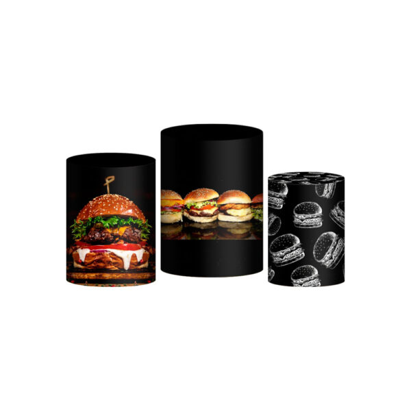 Trio Capa Cilindro Hamburguer  3D Em Tecido Com Elástico