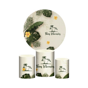 Trio Capa Cilindro + Painel Redondo 3D Tropical 1,50m Veste Fácil