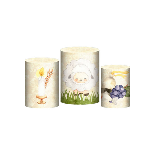 Trio Capa Cilindro Jesus Aquarela 3D Em Tecido Com Elástico