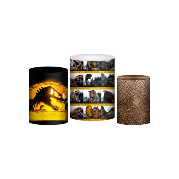 Trio Capa Cilindro Jurassic World 3D Em Tecido Com Elástico